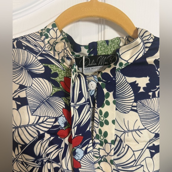 Dalia MacPhee long-sleeve floral pleated midi dress Large - Picture 2 of 12